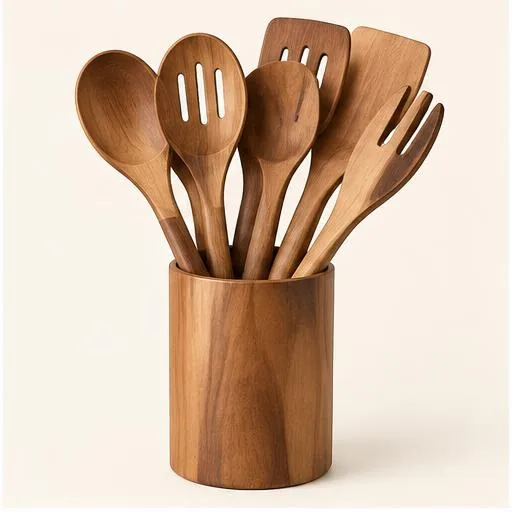 Kit Utensílios de Madeira 6 Peças